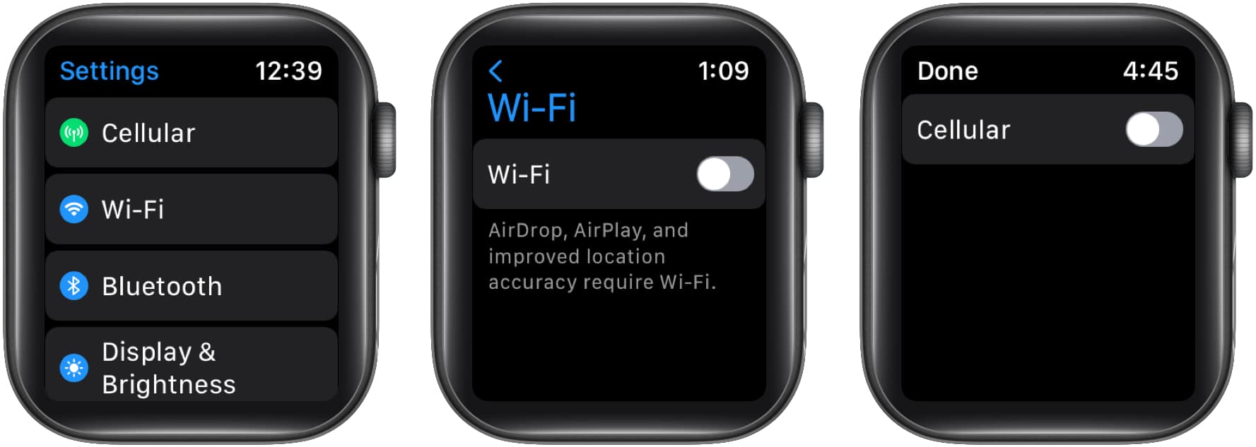 Kapcsolja ki a WiFi-t és a mobilhálózatot az Apple Watchon