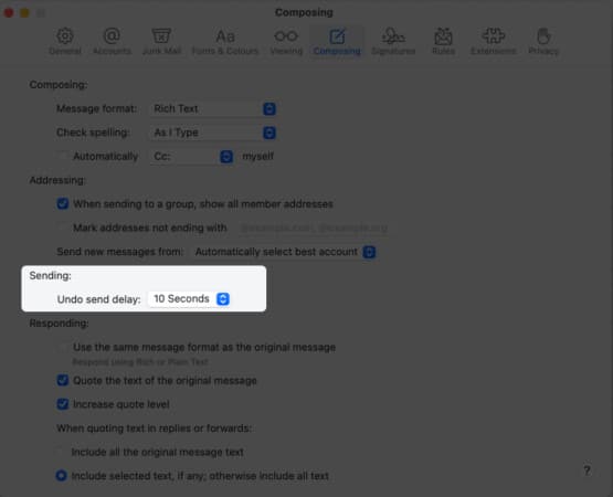 Turn on the undo send delay on your Mac