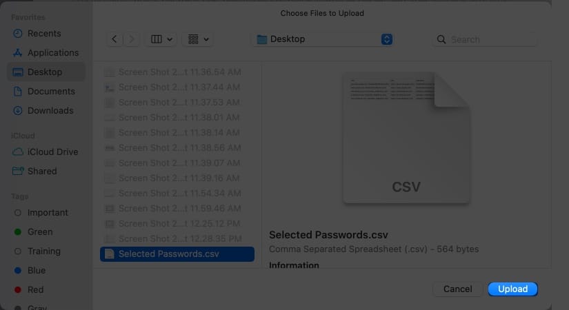 Uploading CSV file in the LastPass app