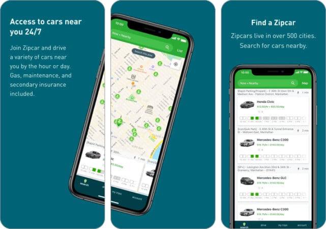 Zipcar iPhone car rental app