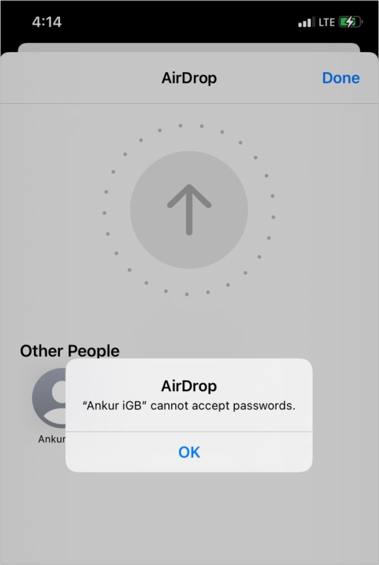 Cannot accept passwords error
