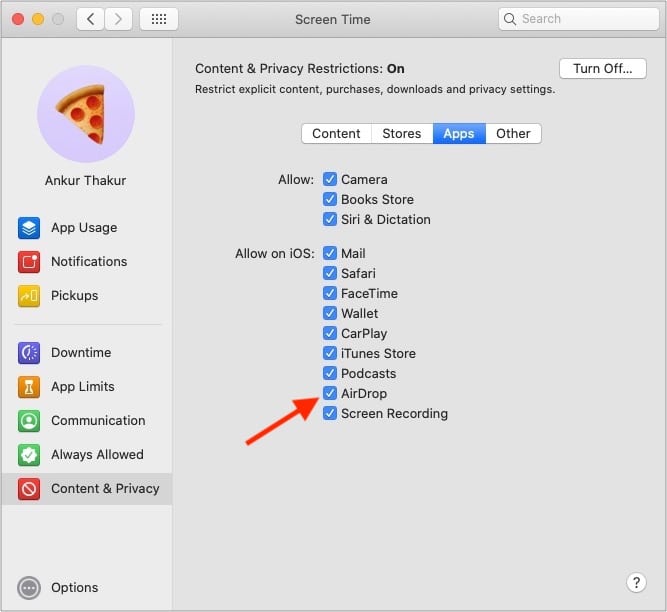 Ensure AirDrop is not restricted on Mac