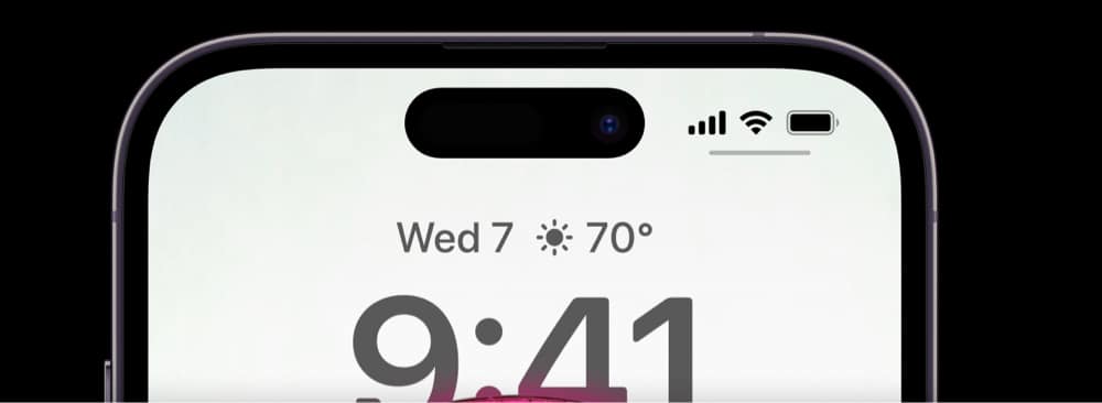 Nový ikonický design přední části iPhonu 14 Pro