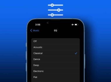 iPhone EQ presets screen in Apple Music on an iPhone