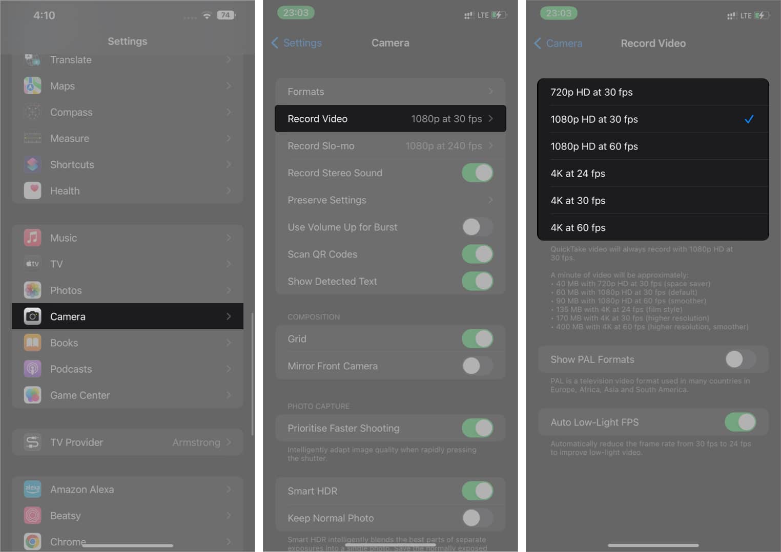 Change video recording frame height on iPhone