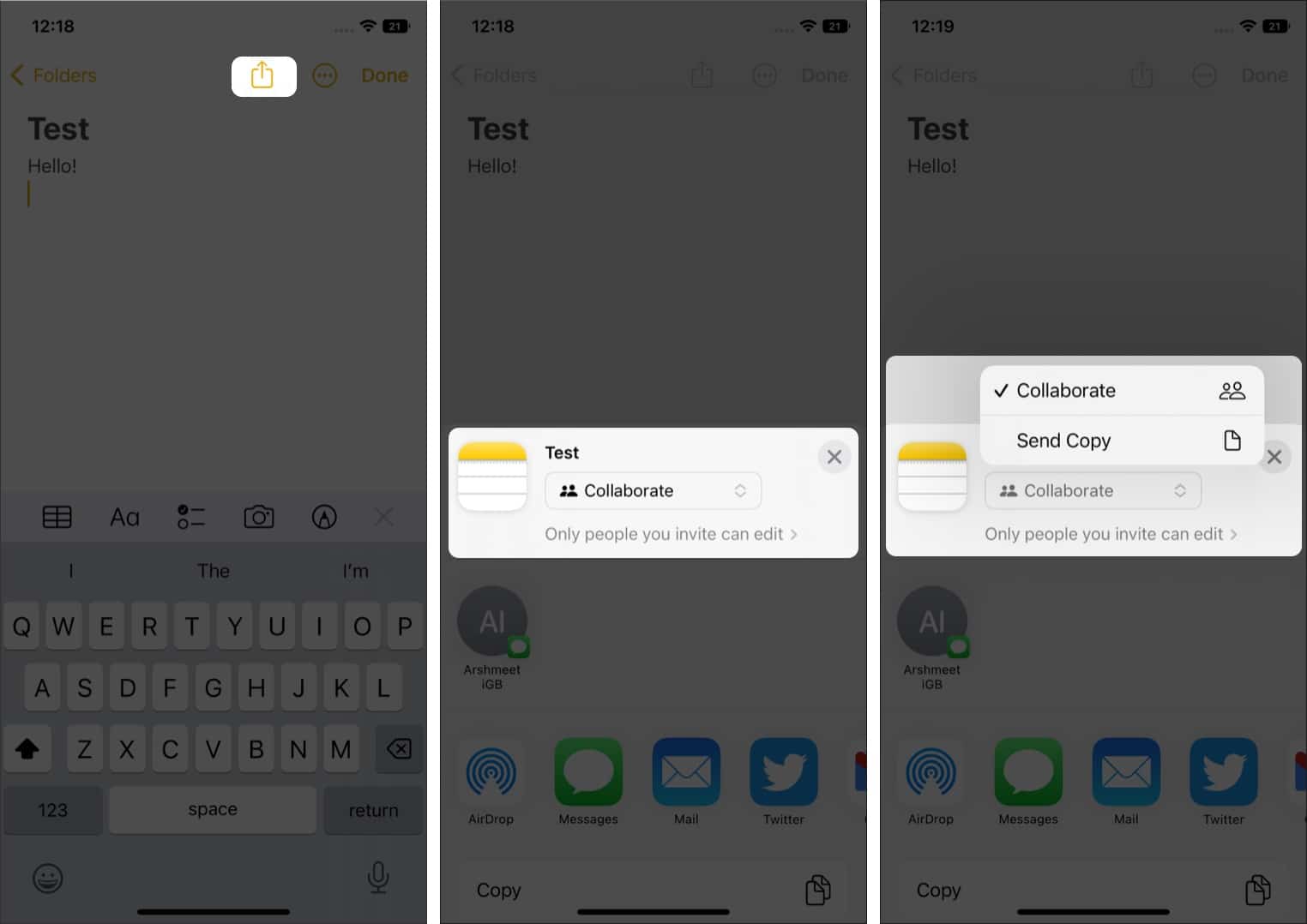 Jemputan Kerjasama dalam iMessage pada iPhone