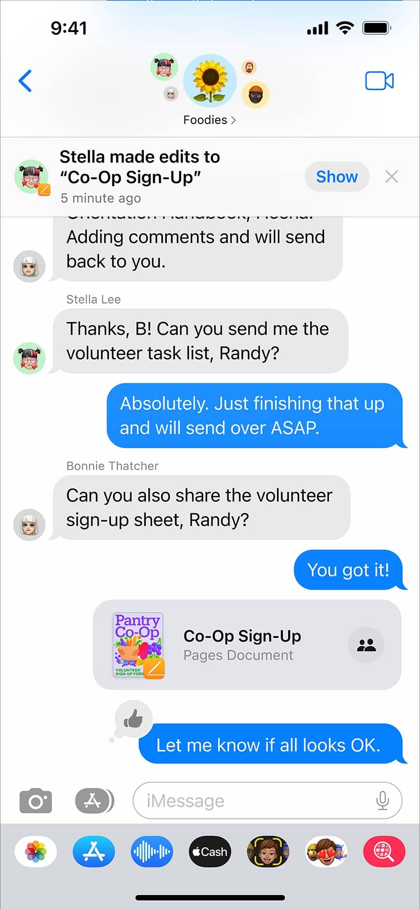 Collaboration Updates and Invitations in Messages on iPhone