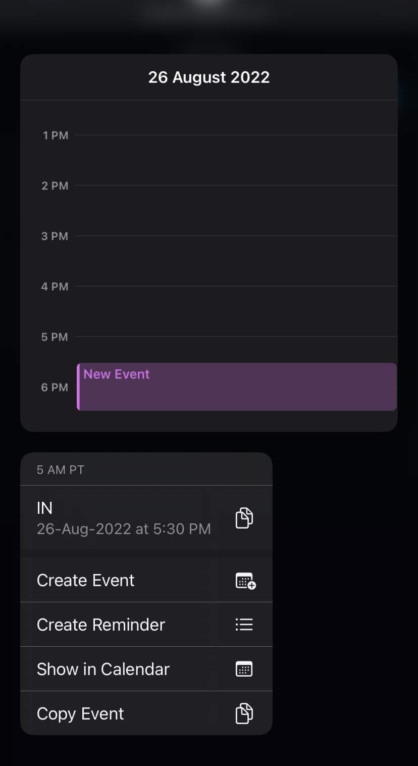 Creating an Event in Calendar using Live Text on iPhone