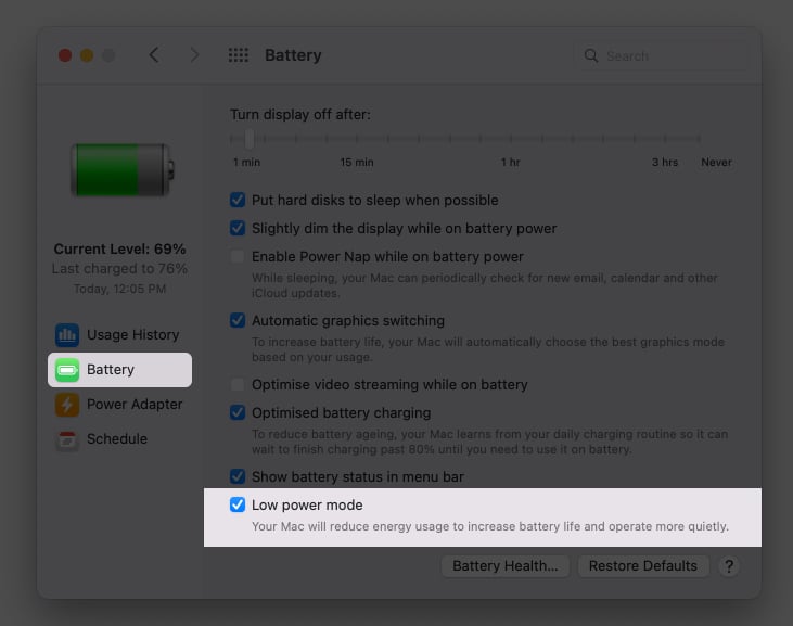 Customize energy saver settings on Mac