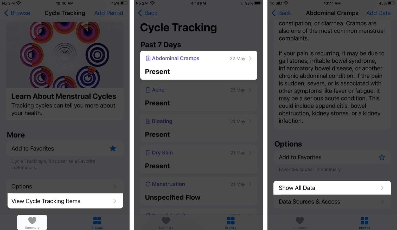 Delete Cycle Tracking data in the iPhone's Health app