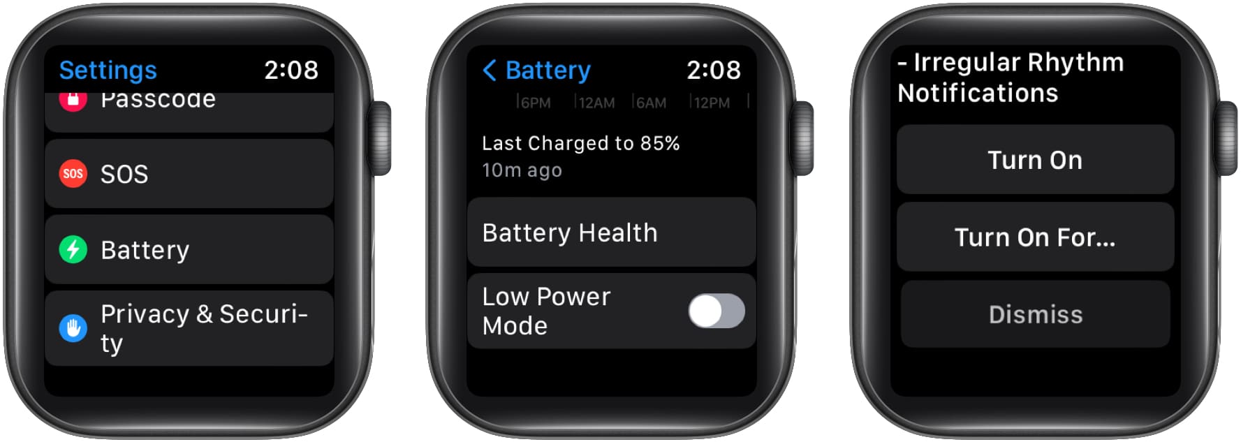 Enable the Low Power Mode from the Apple Watch Settings