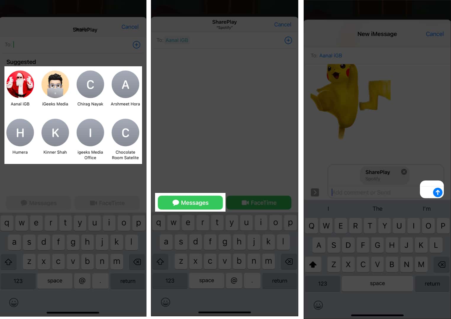 SharePlay a Messages iOS 16 alkalmazásban