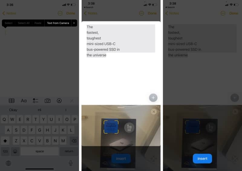 How to copy text from Camera in any app