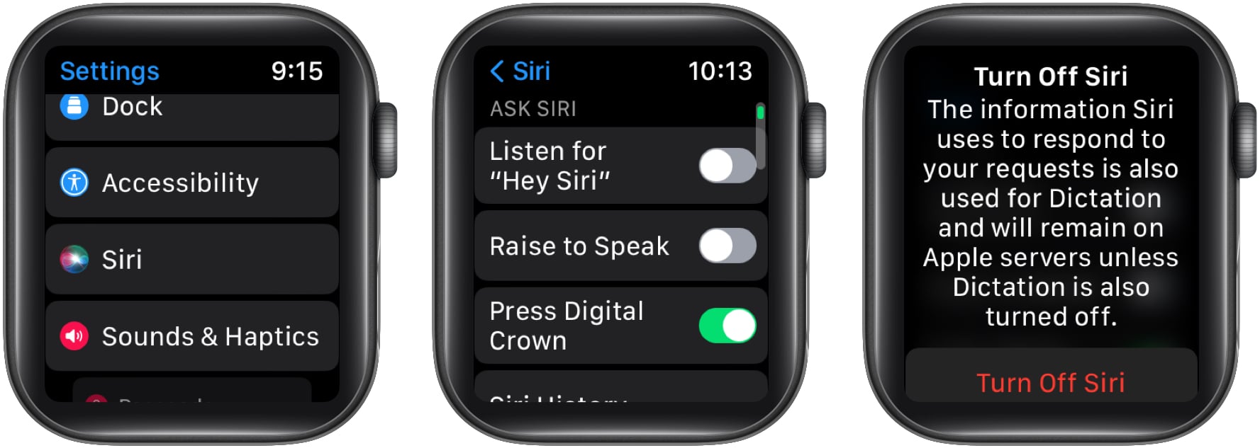 A Siri letiltása az Apple Watchon