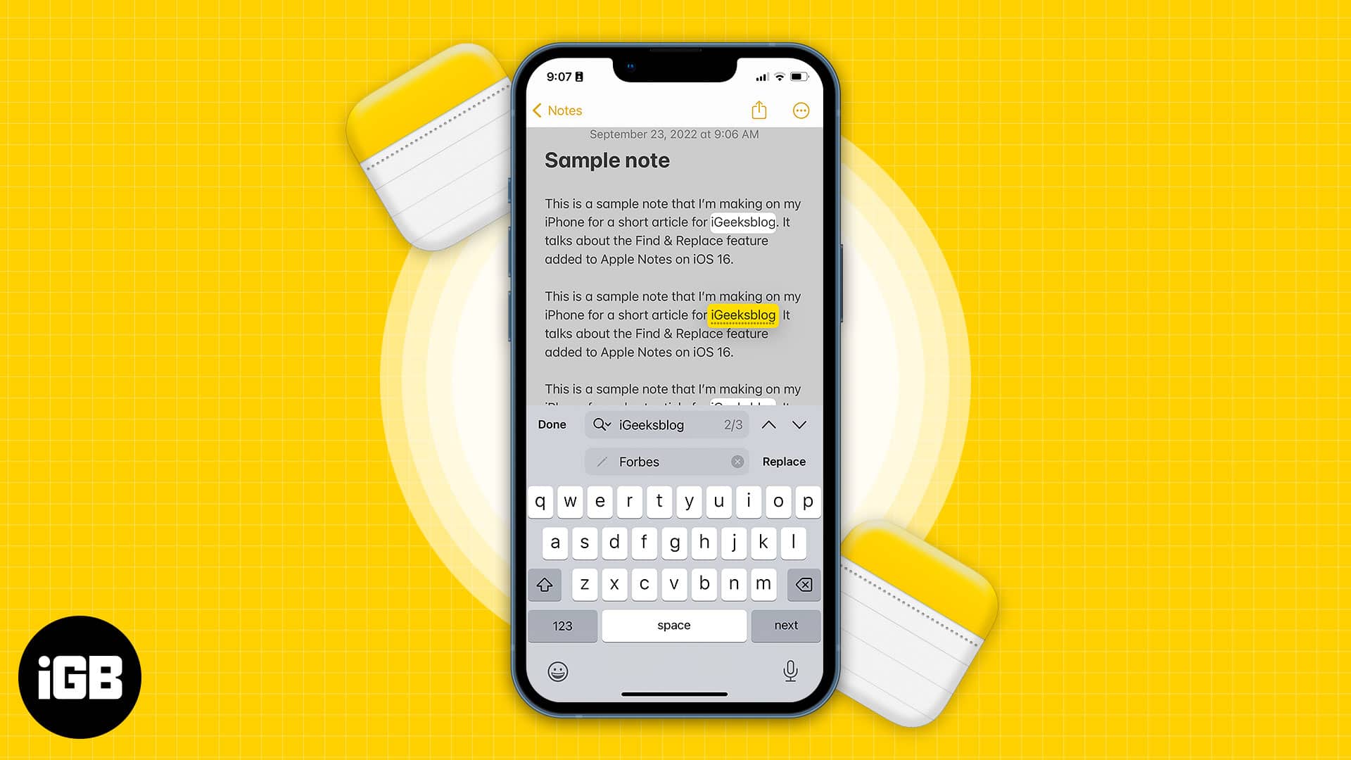 How to use find and replace text in the notes app on iphone