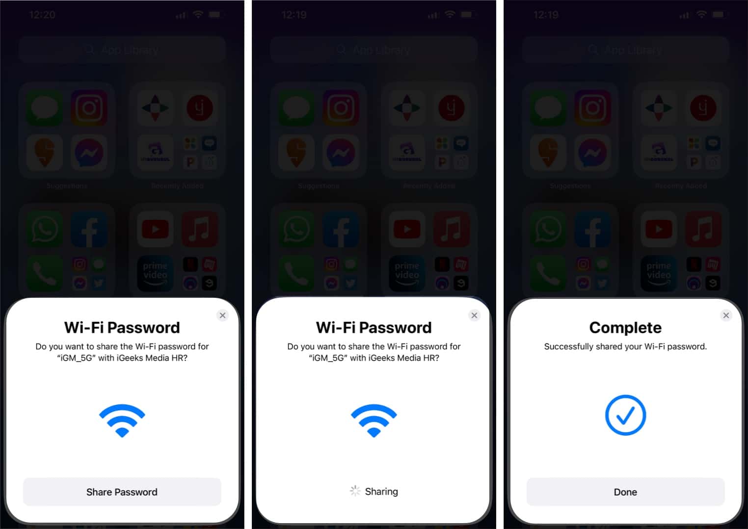 Sharing Wi Fi Password On IPhone