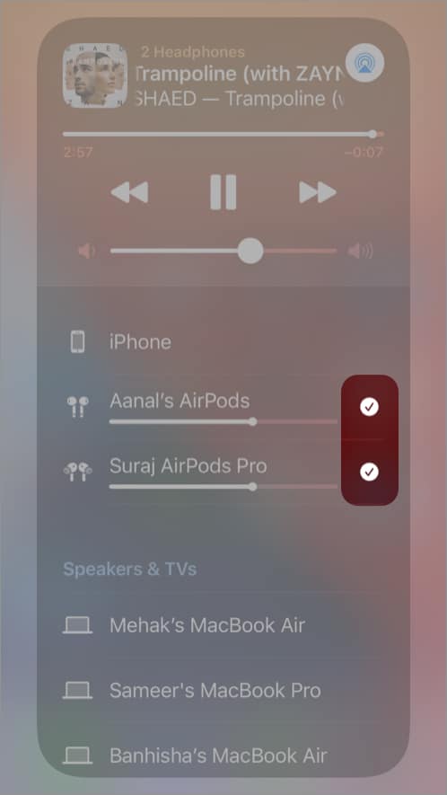 Stop sharing audio on iPhone