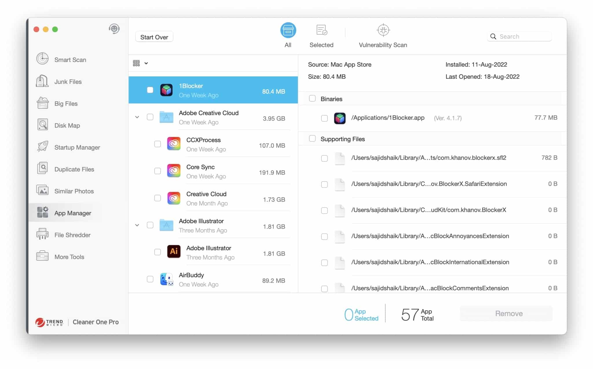 App Manager in Cleaner One Pro for Mac