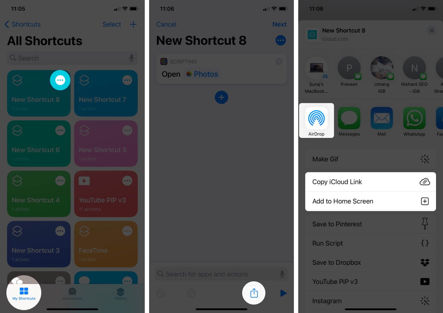 Share Shortcut with Other from Shortcuts App on iPhone