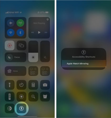 Enable Apple Watch Mirroring in Control Center