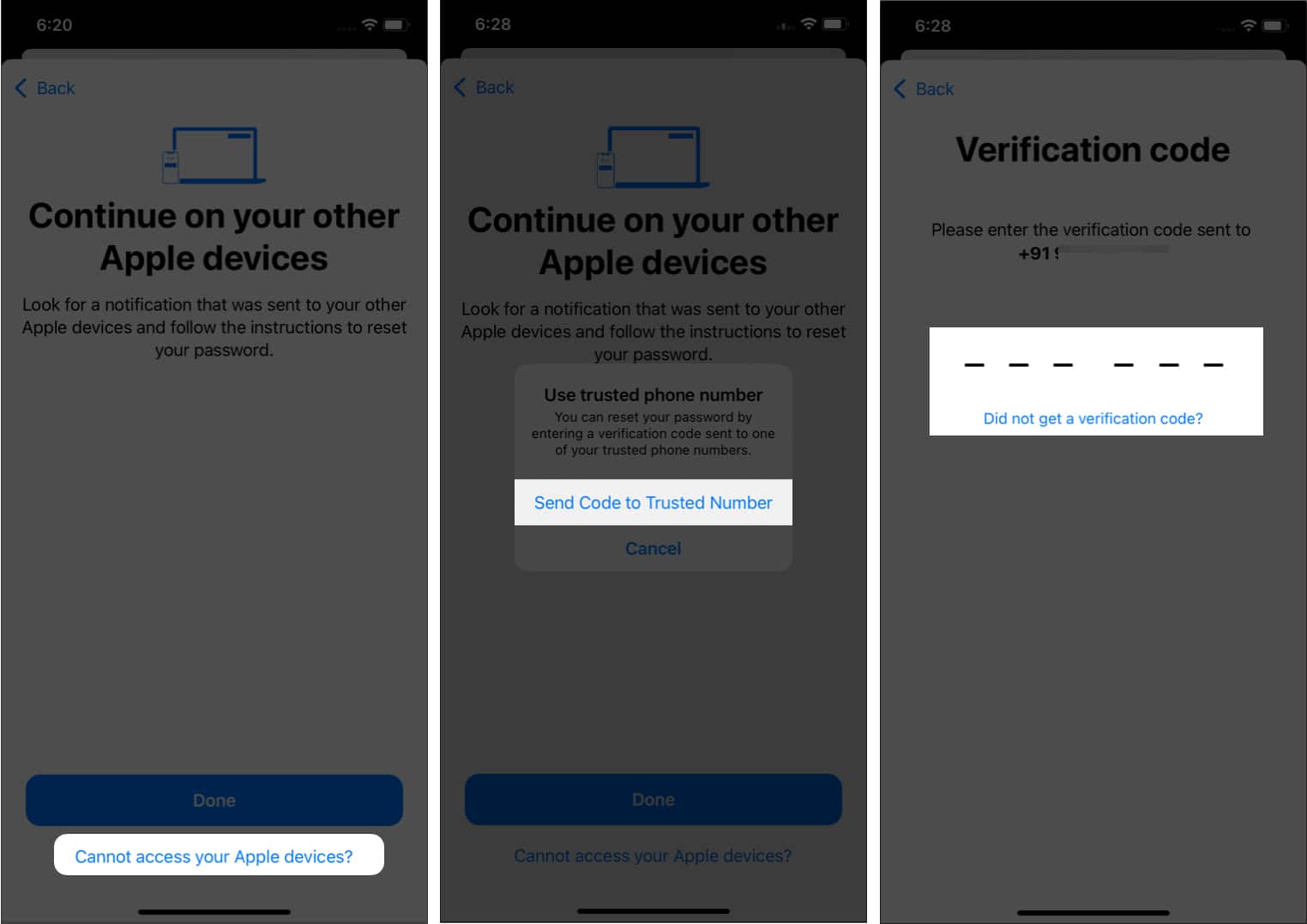 Enter the Verification code in Apple support