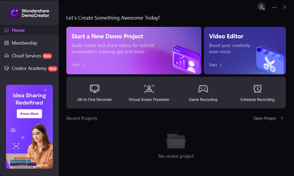 Features and interface of Wondershare DemoCreator