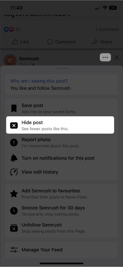 Hide Post On Facebook