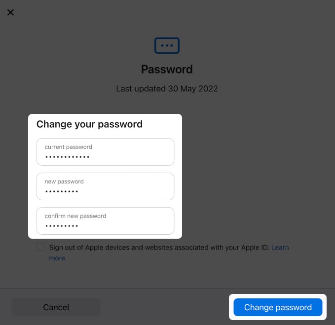 How to reset Apple ID password on web 