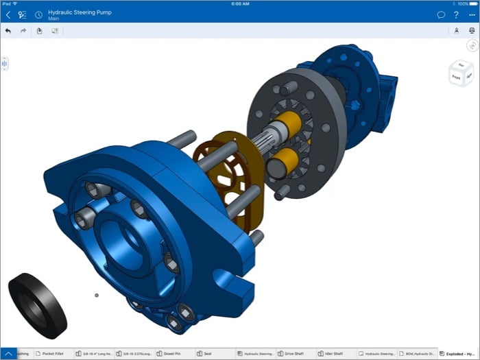 Screenshot of Onshape 3D CAD iPad app