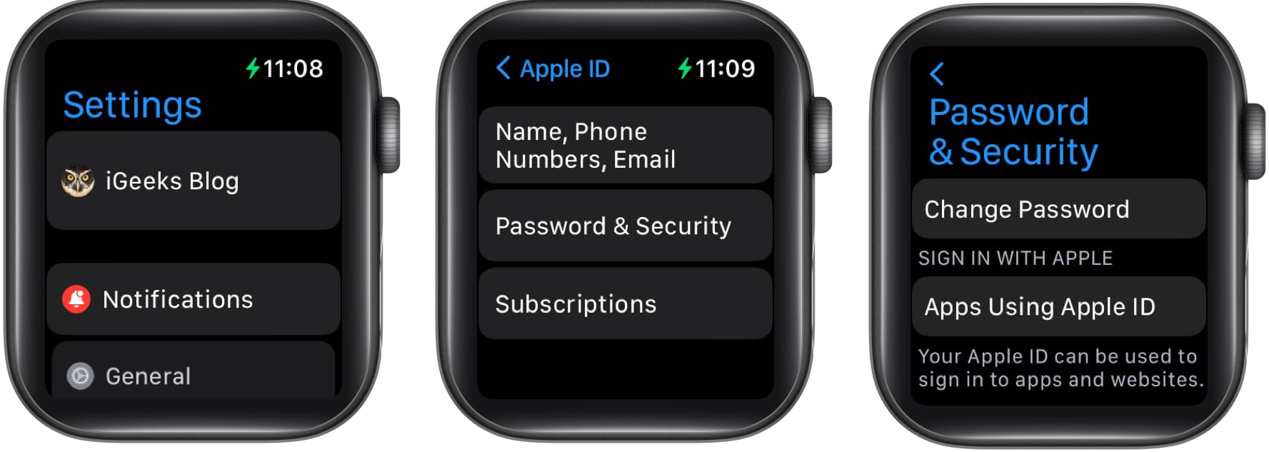 Vyberte Změnit heslo na Apple Watch