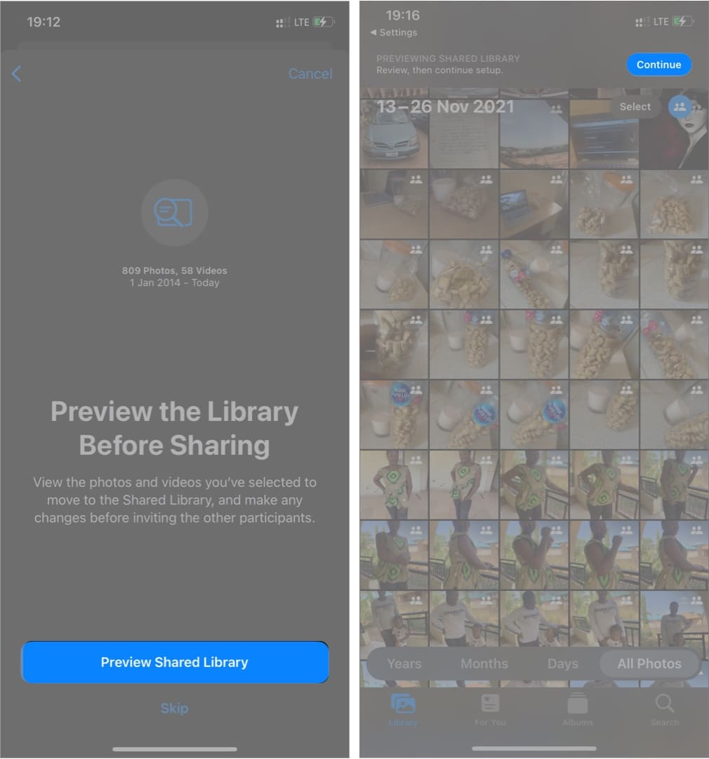 Sharing all photos from iCloud Library on an iPhone