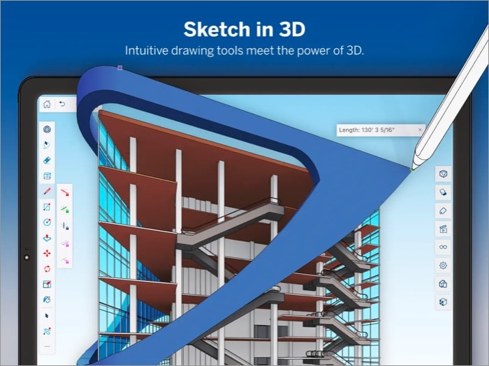 Building 3D model designed in SketchUp iPad app 