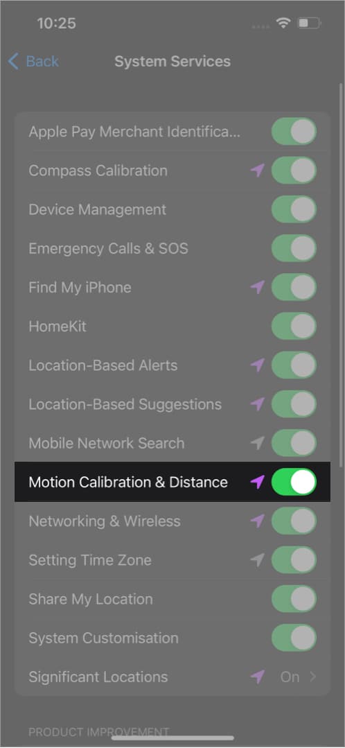 Turn on Motion Calibration & Distance  on iPhone
