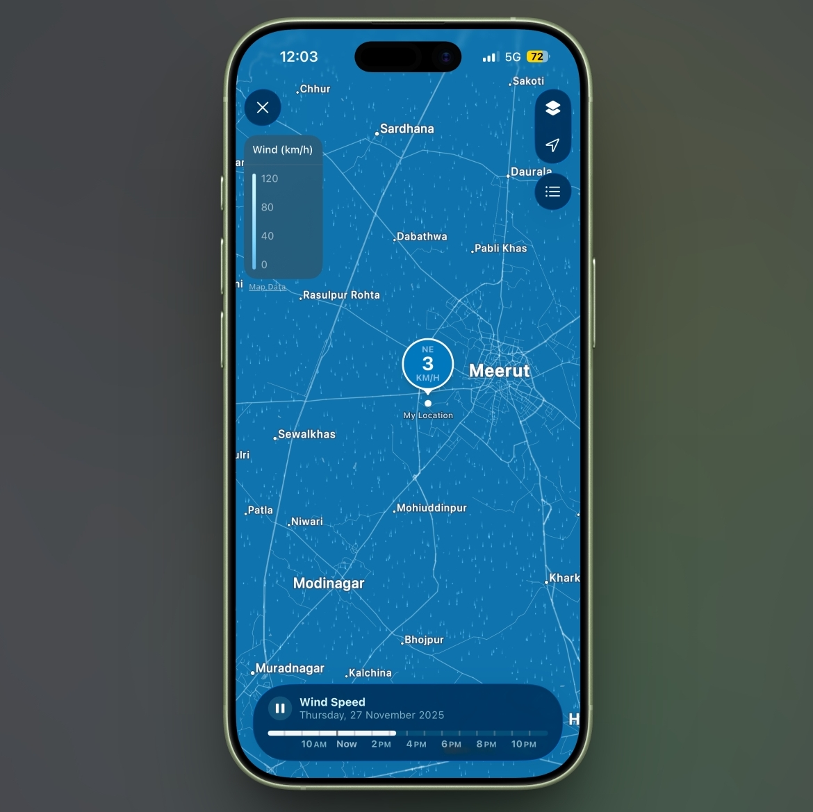 Wind Layer in Weather app