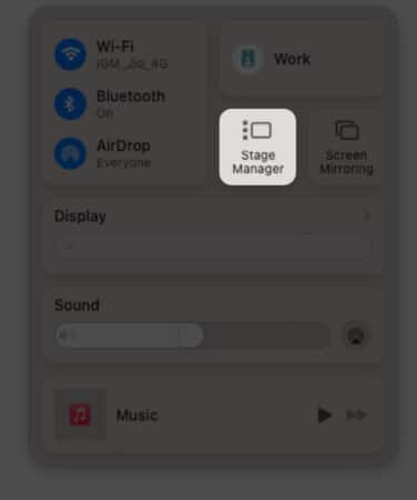 25 Best macOS Ventura hidden features you should know click stage manager on control centre in macOS ventura