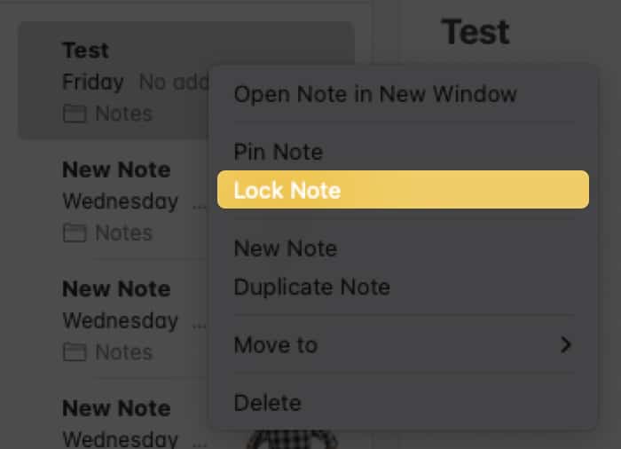 Lock notes on mac