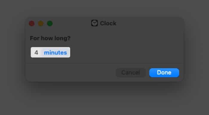 Set timer from spotlight on mac