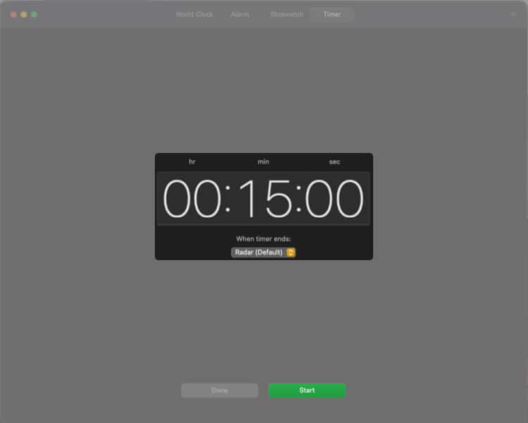 Set timer on mac