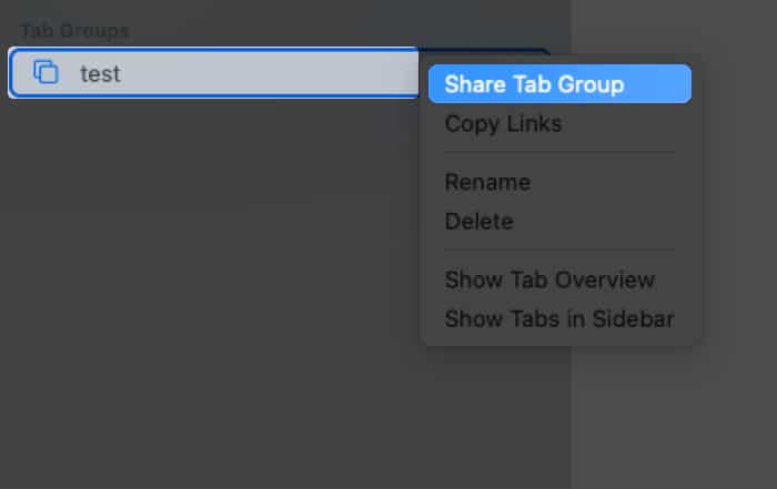 Share tab group