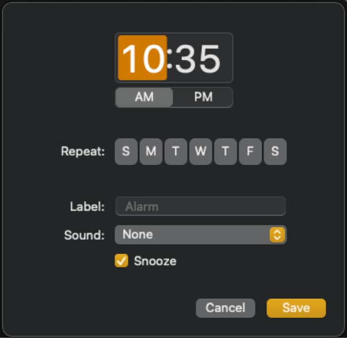 Start alarm in mac