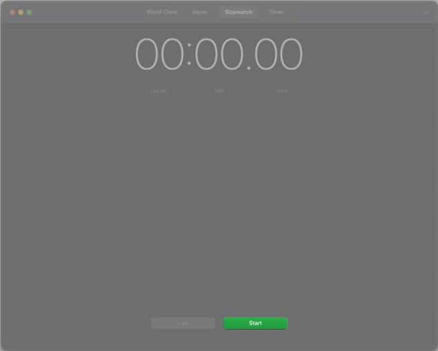Start stopwatch in mac