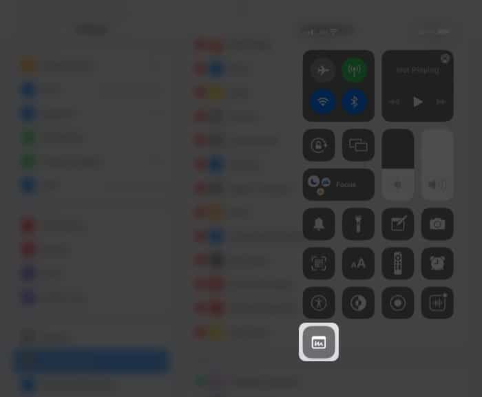 Access Quick Note from Control Center on iPad