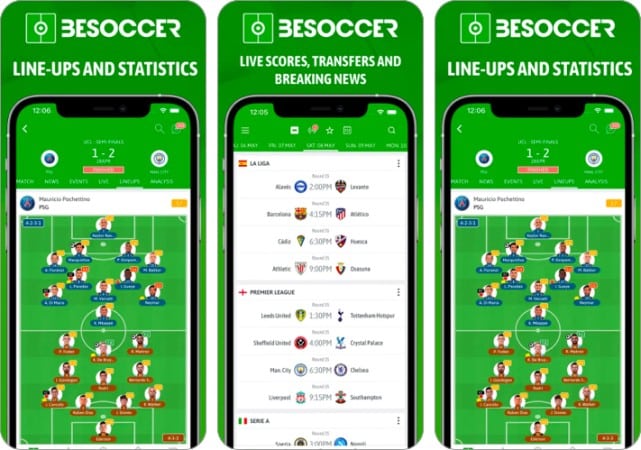 BeSoccer football app for iPhone