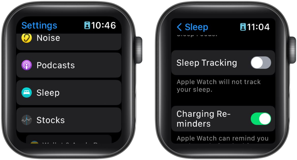 Change sleep options on Apple Watch