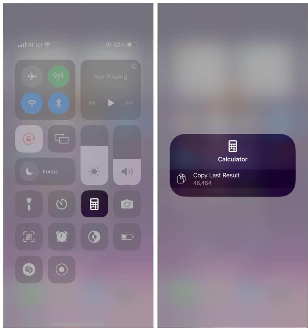 Zkopírujte poslední výsledek z Control Center na iPhone