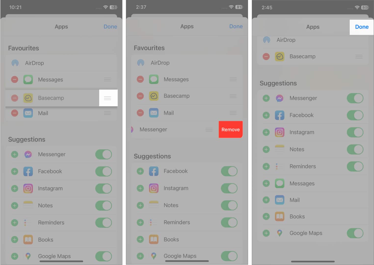 Customize Share Sheet’s App Sharing Bar on iPhone