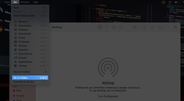 Pergi ke Folder untuk menyediakan pemasang apl pada Mac