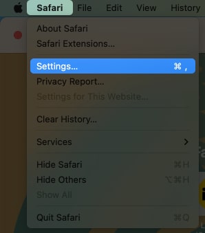 Μεταβείτε στο Safari σε ρυθμίσεις στο Mac