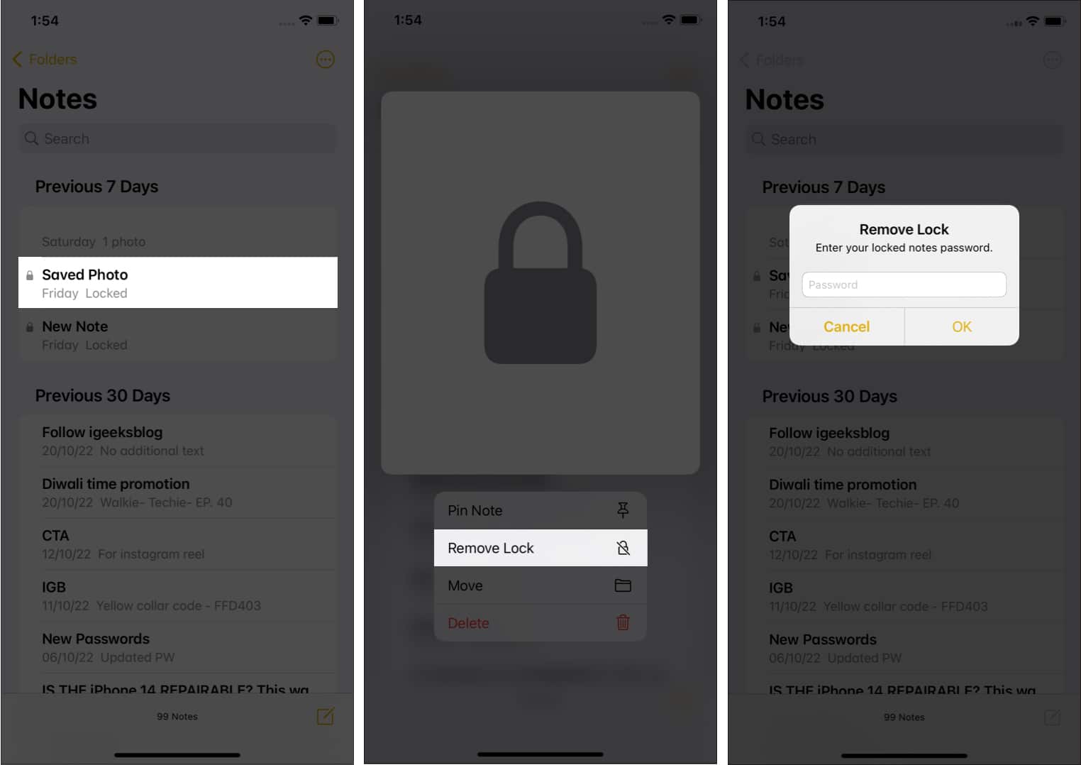 How to Remove a Lock from a Note on iPhone
