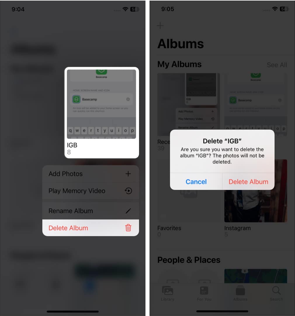 How to delete Photos album on iPhone